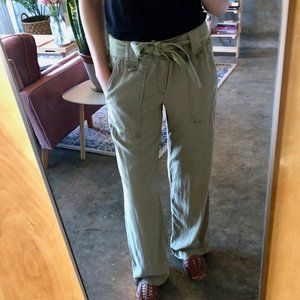 Green Wide Leg Waist Tie Pants